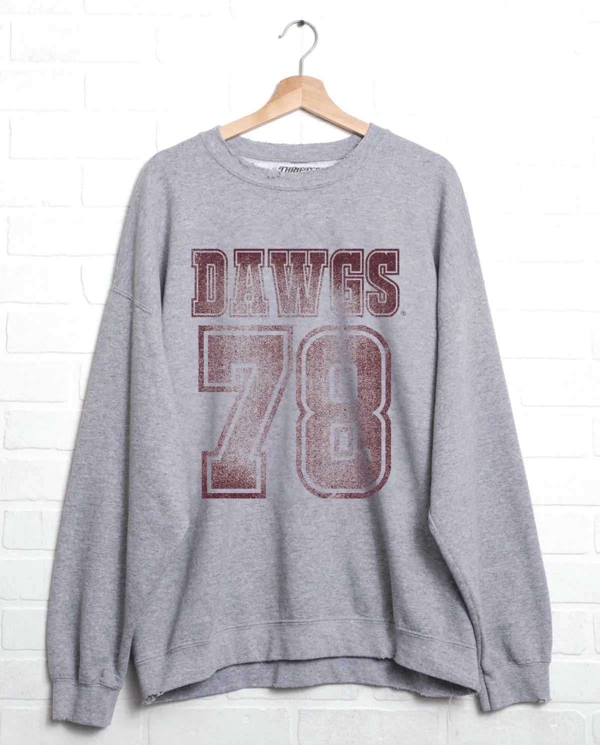 Mississippi State Bulldogs Player Ash Gray Thrifted Sweatshirt