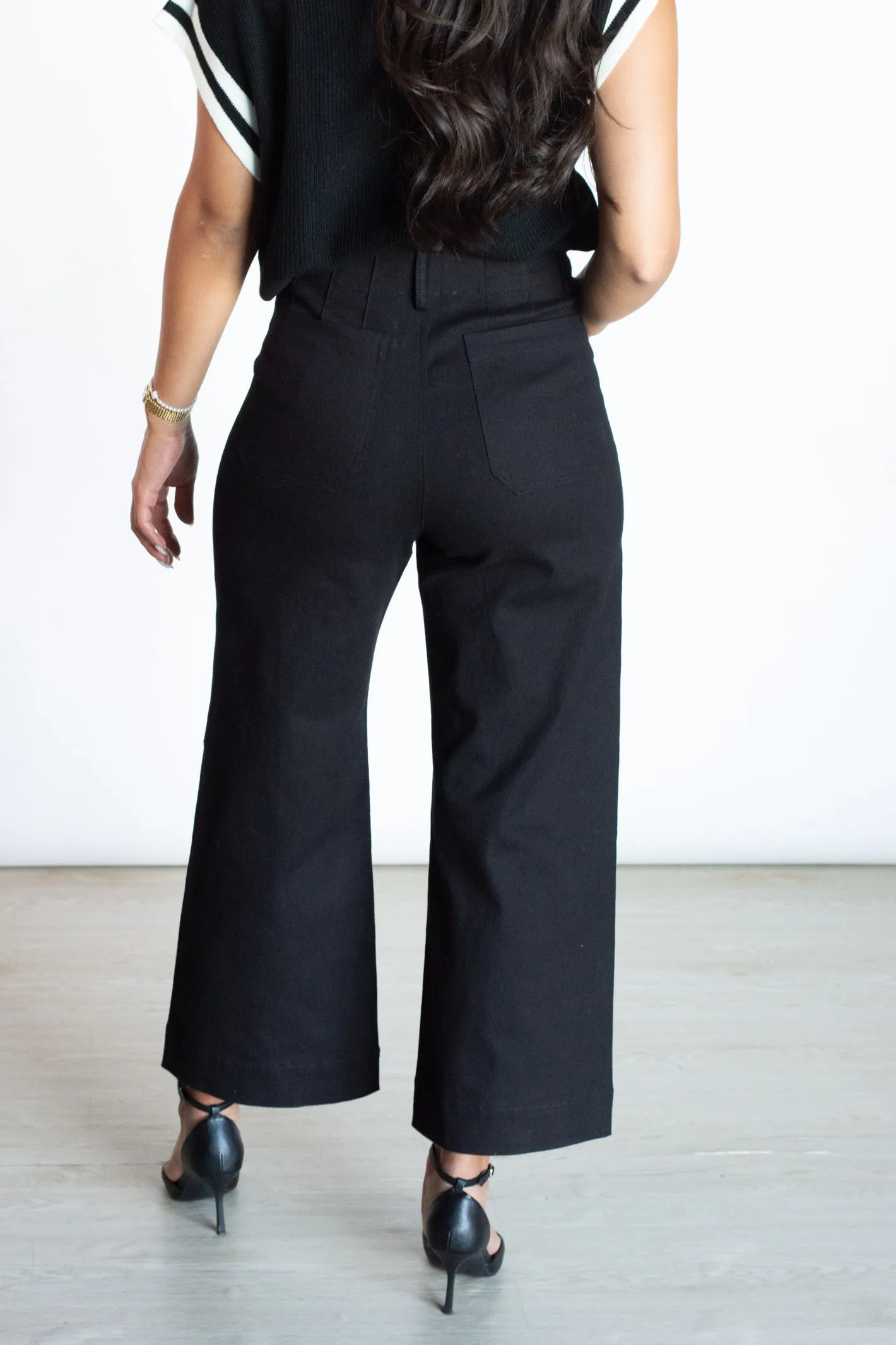 Modern Metropolis Black Washed Wide Leg Pants