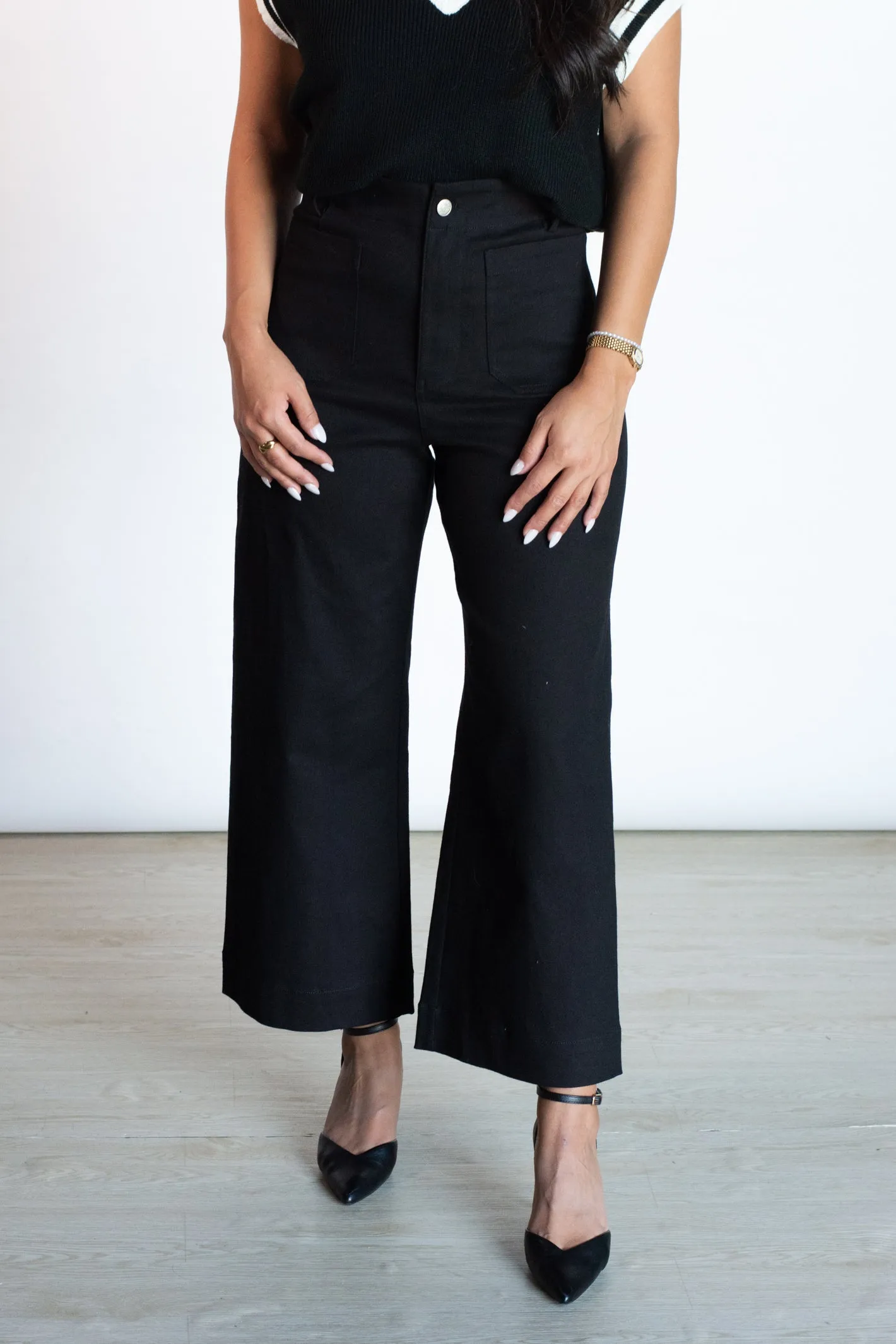 Modern Metropolis Black Washed Wide Leg Pants