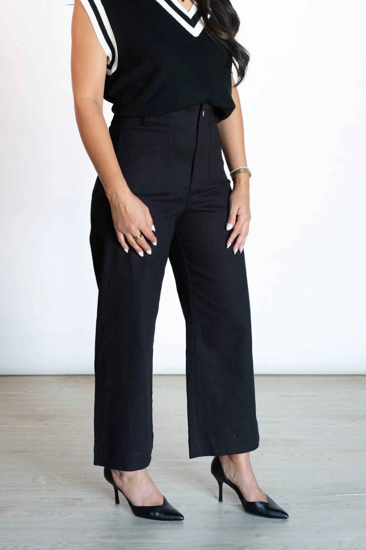 Modern Metropolis Black Washed Wide Leg Pants