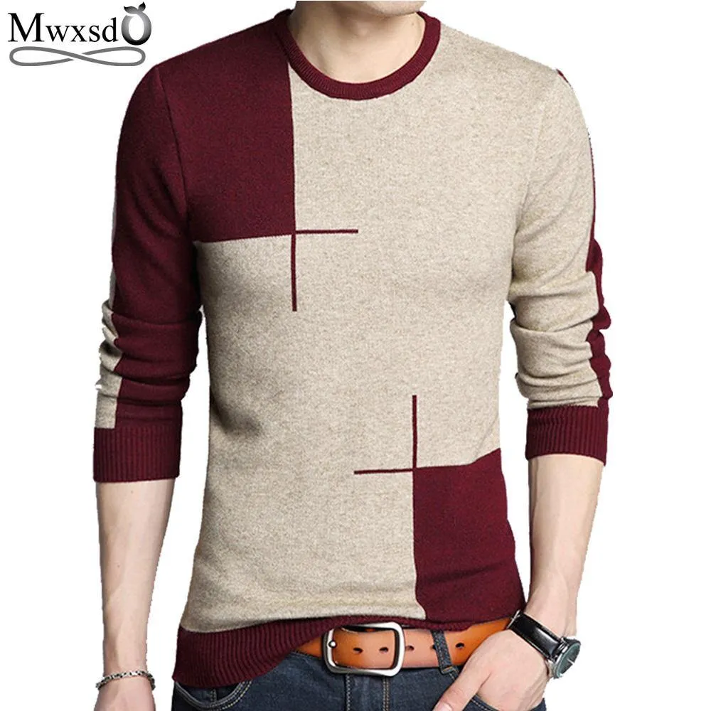 Mwxsd brand Men casual pullover sweater autumn winter cotton Cashmere sweater pull homme male jumpers knitted sweaters