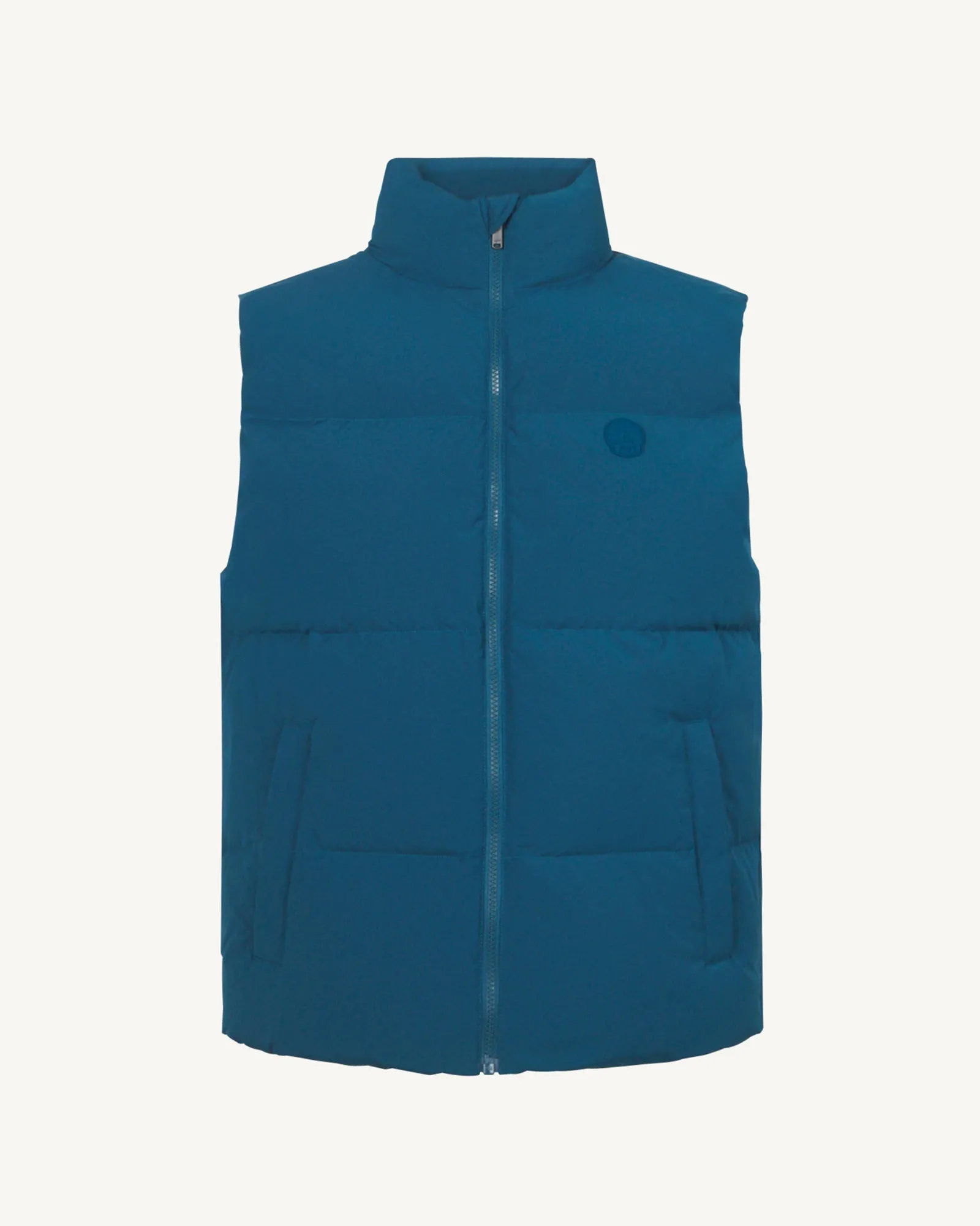 Nagano mixed puffer-style winter gilet Metal blue