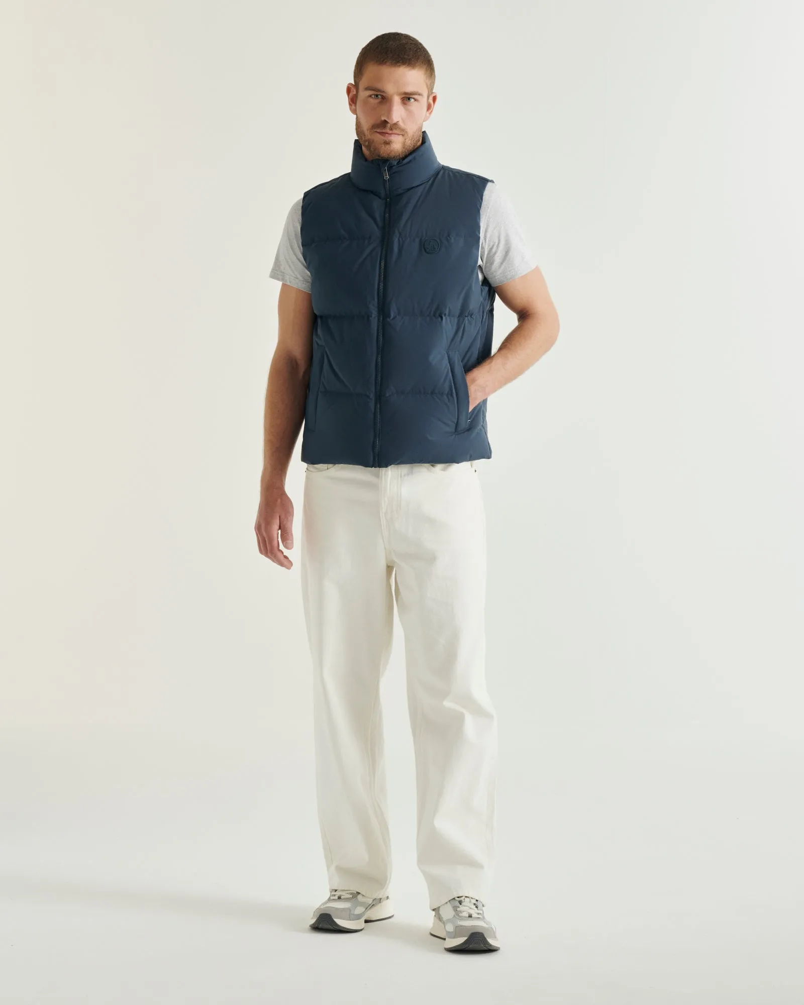 Nagano mixed puffer-style winter gilet Navy