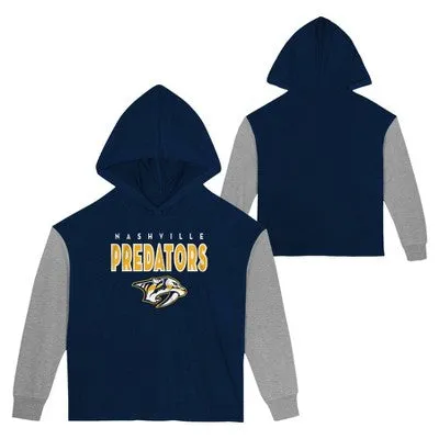 New - NHL Nashville Predators Girls' Long Sleeve Poly Fleece Hooded Sweatshirt - XS