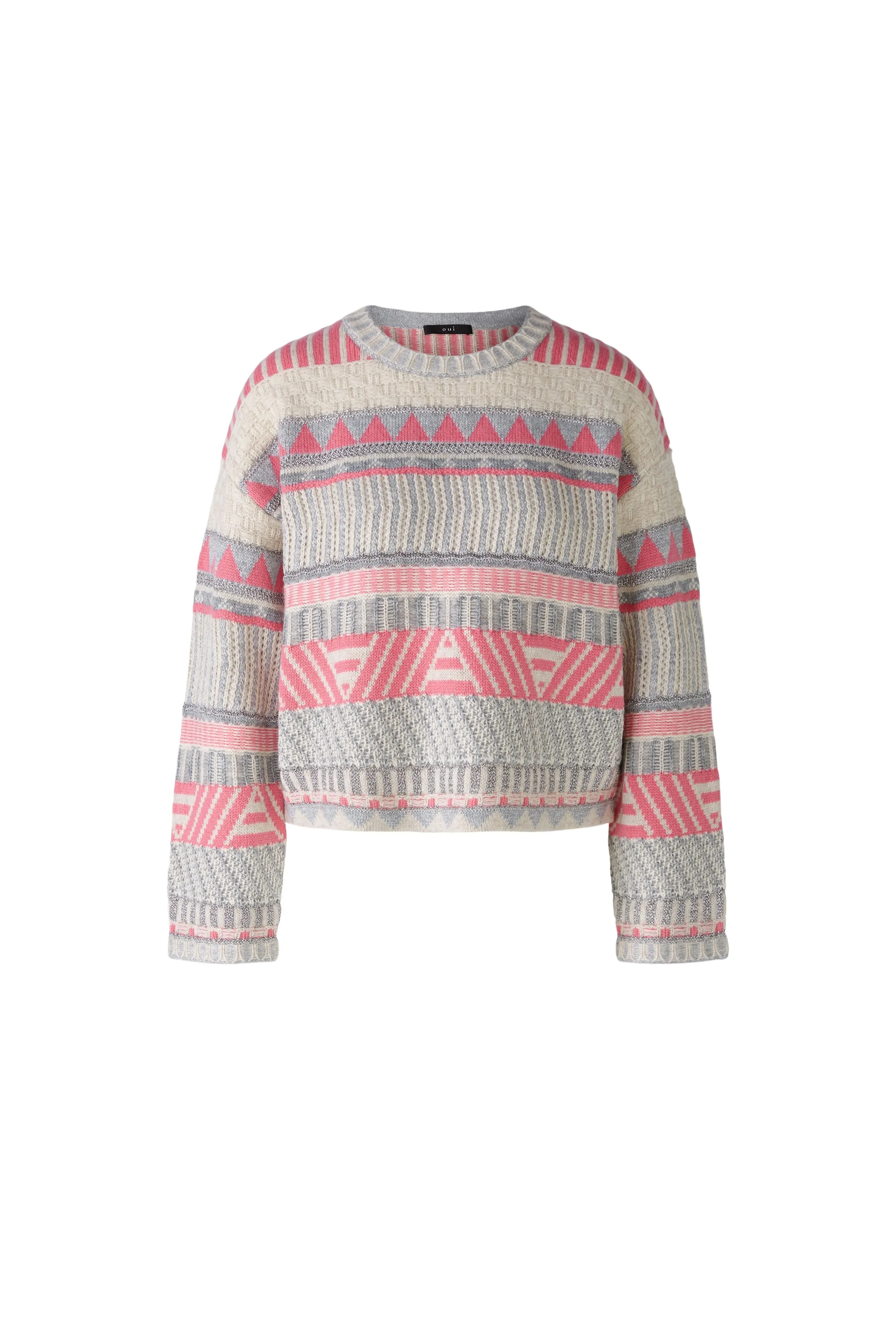 Oui Pink/Cream Aztec Print Jumper