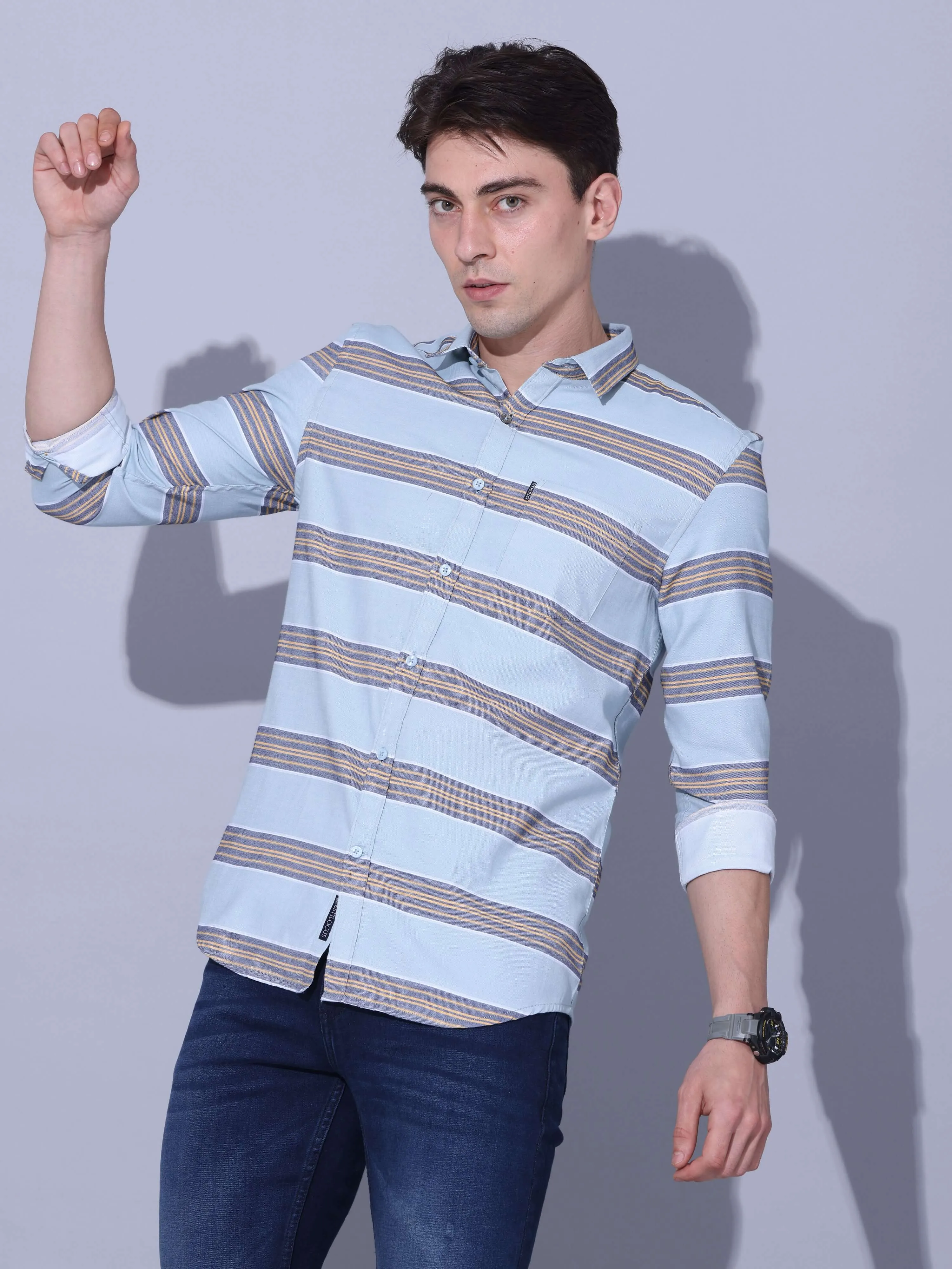 Pista/Yellow Stripe Casual Shirt