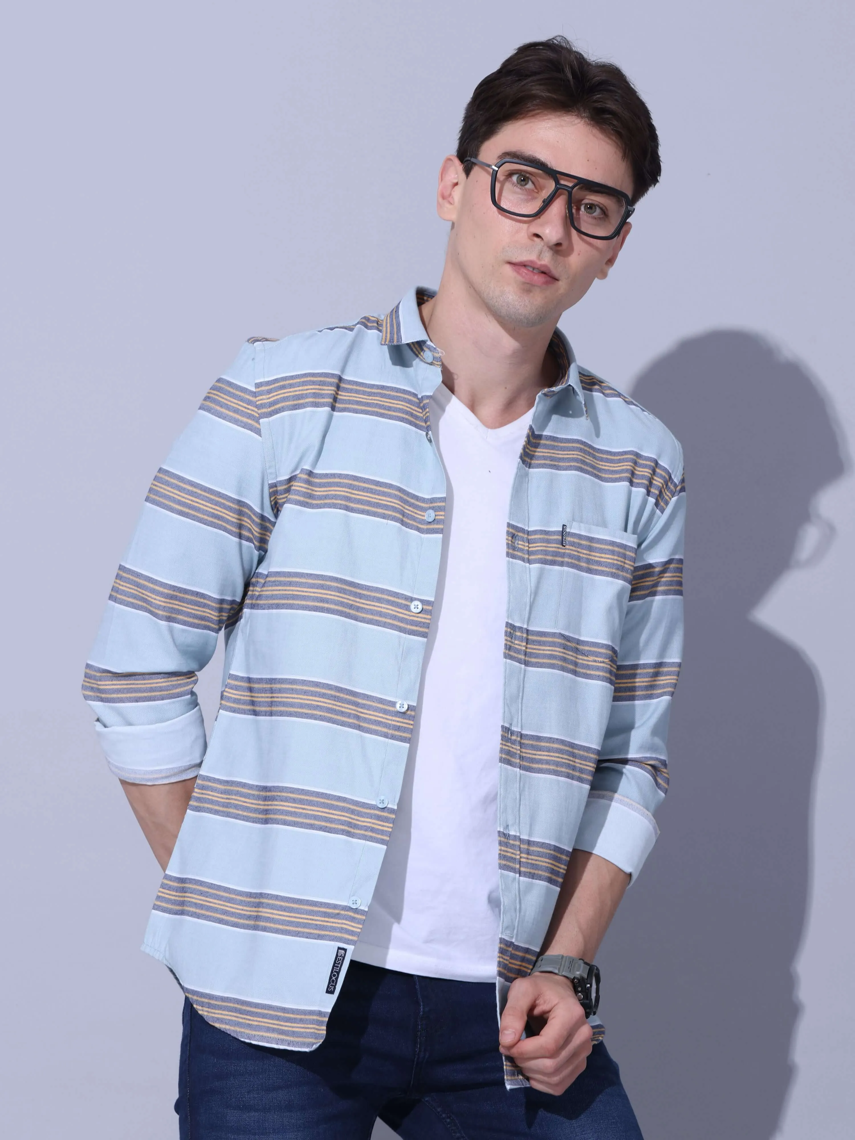 Pista/Yellow Stripe Casual Shirt