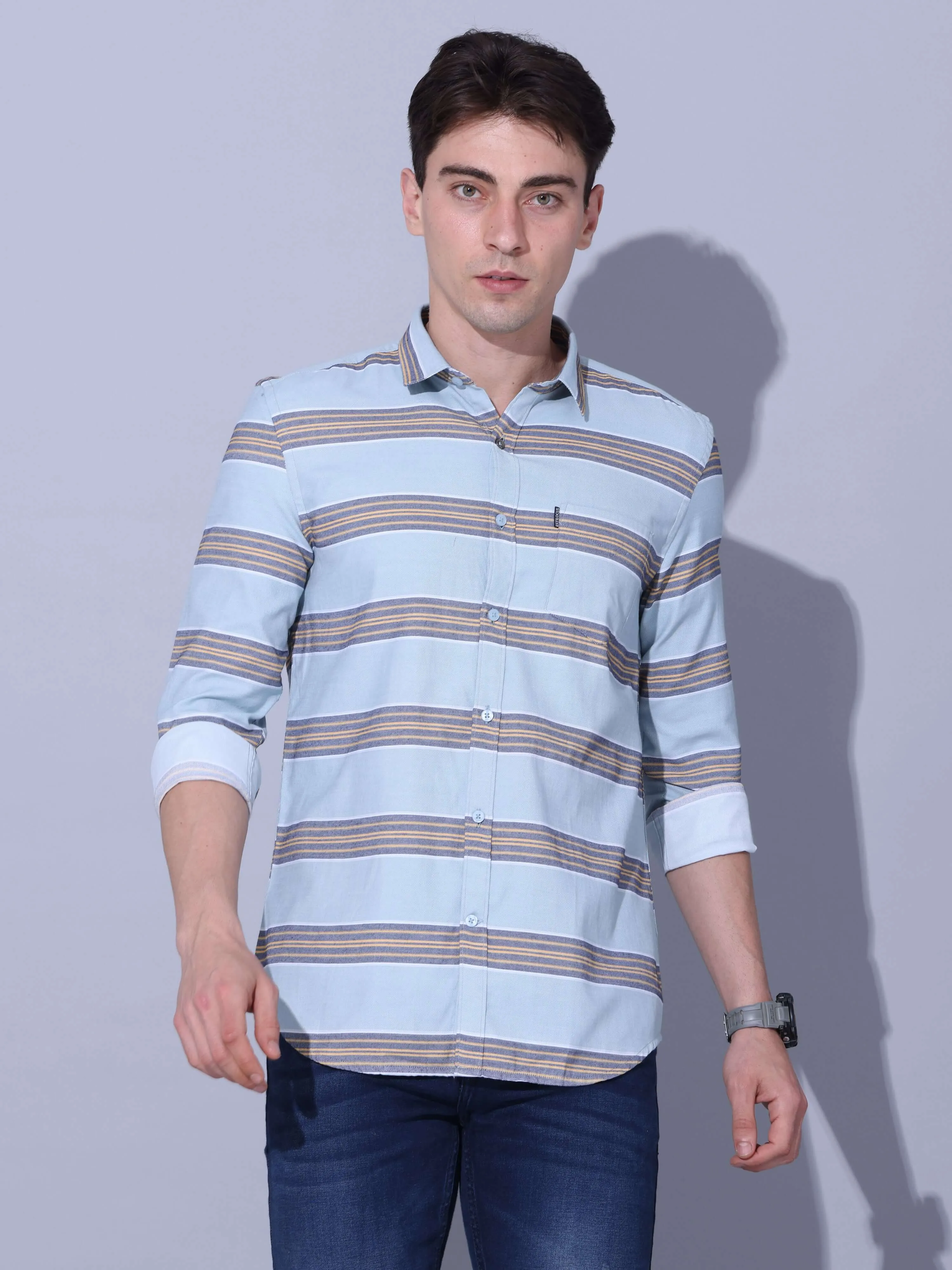 Pista/Yellow Stripe Casual Shirt