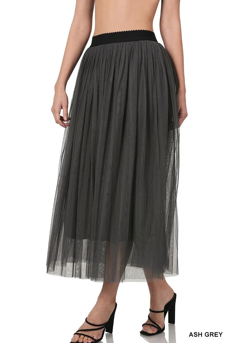 "Ashes to Ashes" Mesh Pleated Skirt