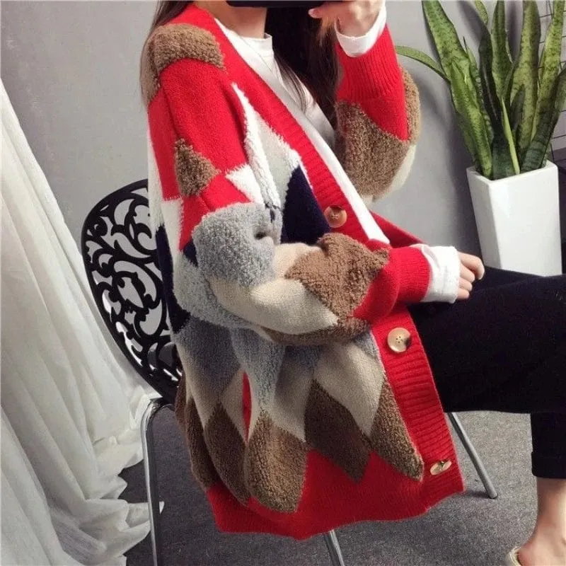 Relaxed Elegance: Women's Loose Knitted Slouchy Style Cardigan