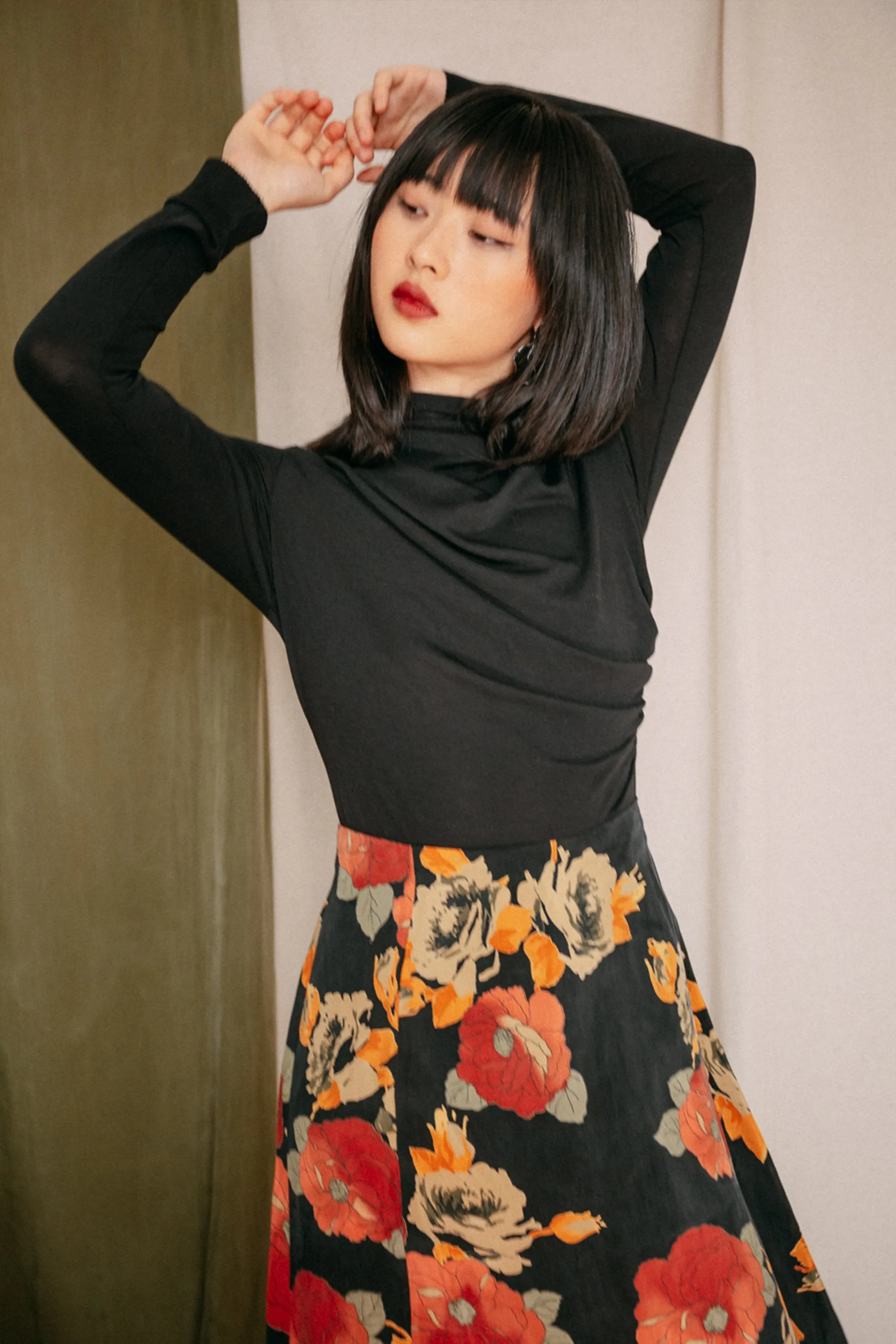 slip skirt floral print