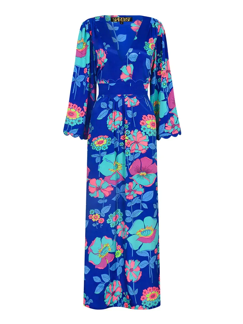 Stardust Margo Dress-Electric Blue Flower