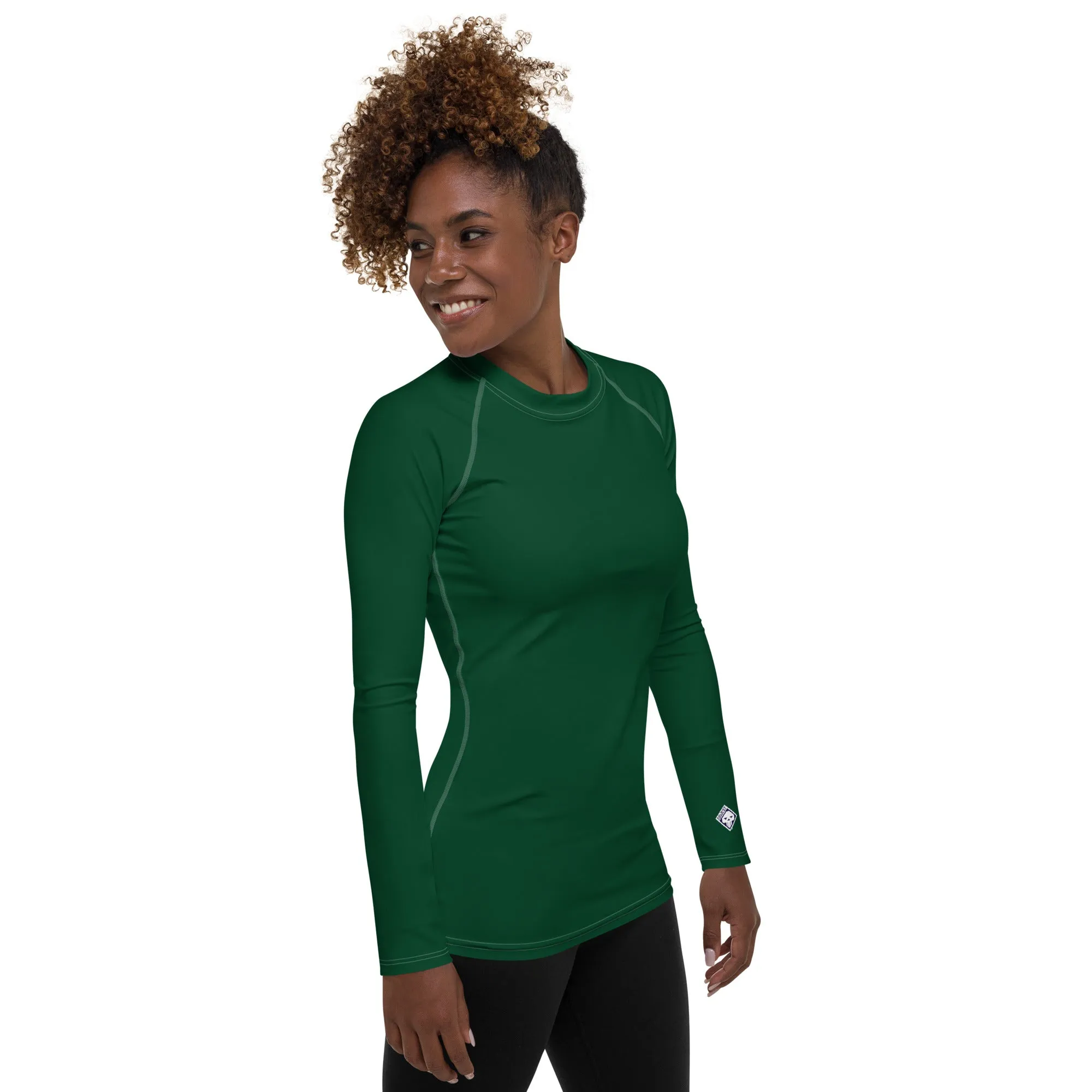 Stylish Shield: Women's Solid Color Rash Guard for Sun Protection - Sherwood Forest