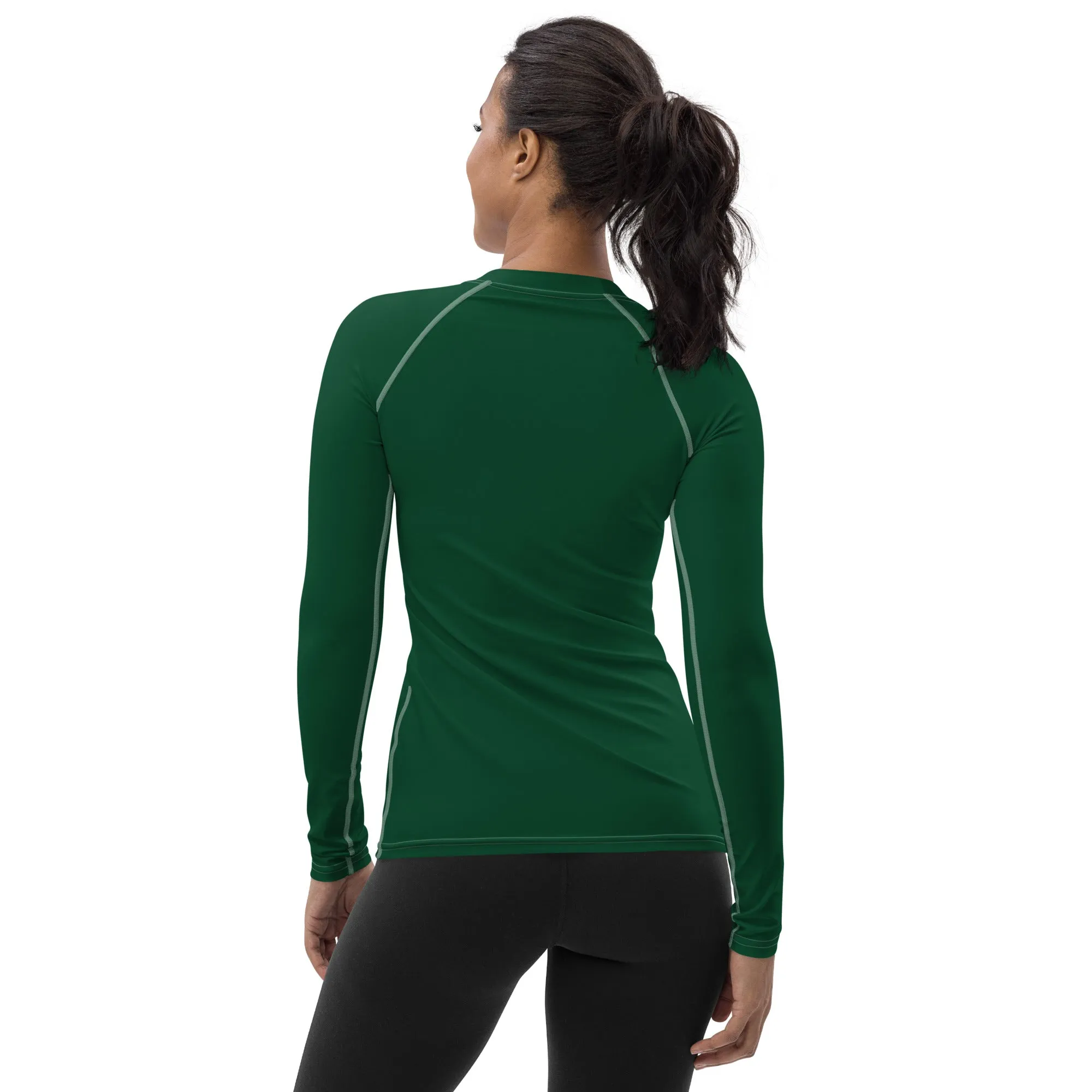 Stylish Shield: Women's Solid Color Rash Guard for Sun Protection - Sherwood Forest