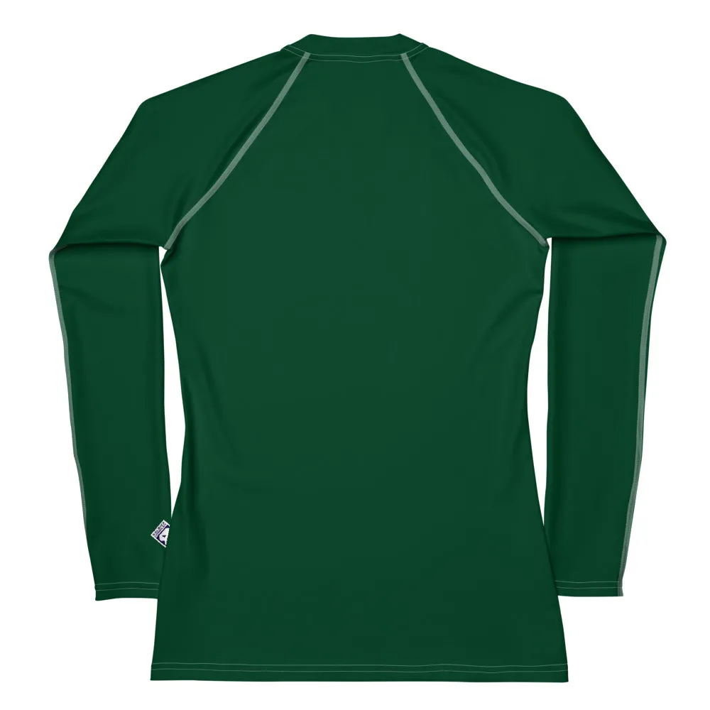 Stylish Shield: Women's Solid Color Rash Guard for Sun Protection - Sherwood Forest