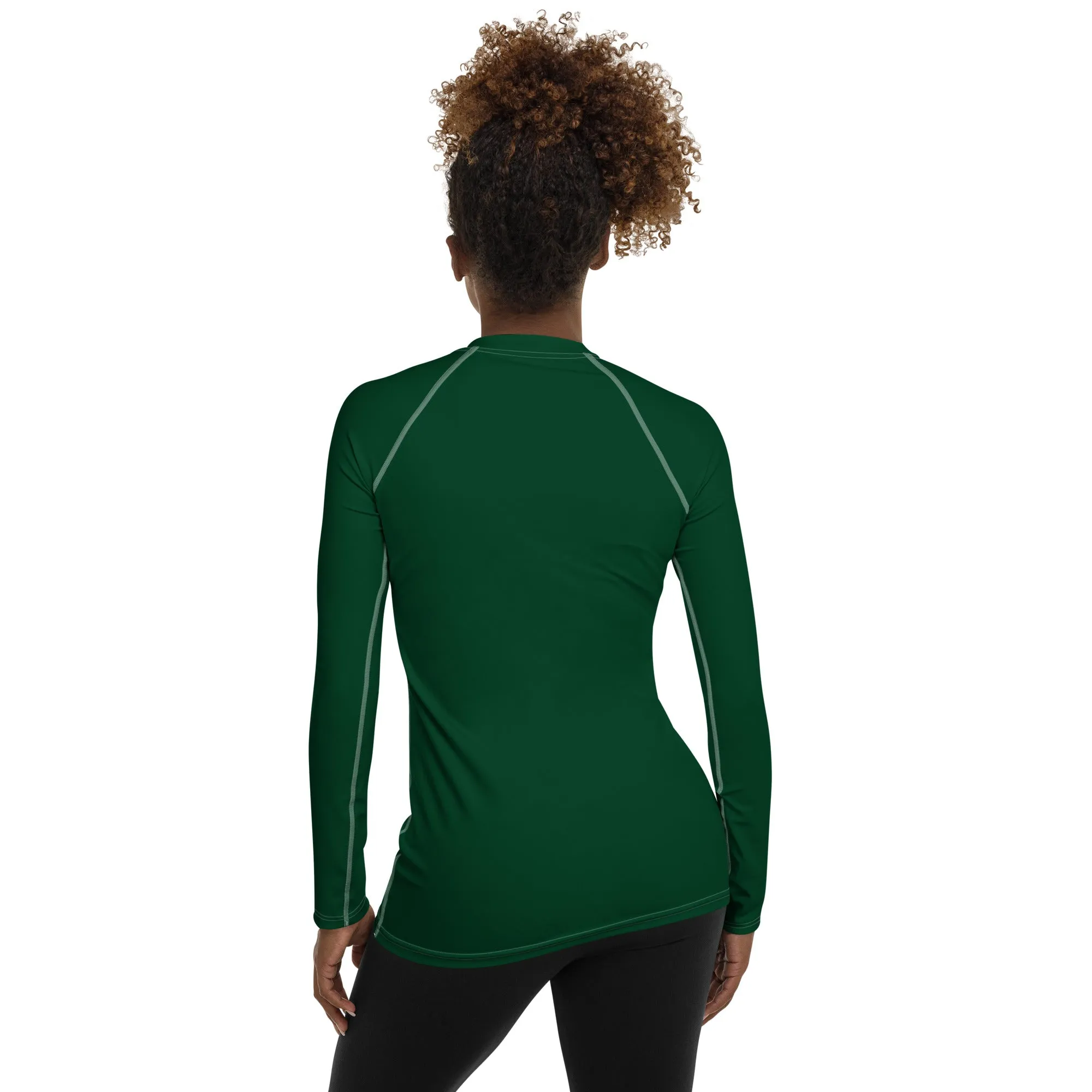 Stylish Shield: Women's Solid Color Rash Guard for Sun Protection - Sherwood Forest