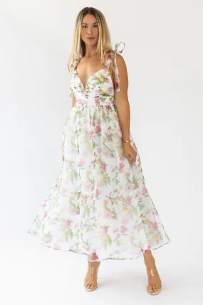 Thalia Floral Tie Shoulder Maxi Dress