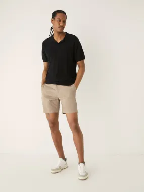 The Linen Knit Polo Shirt in Black