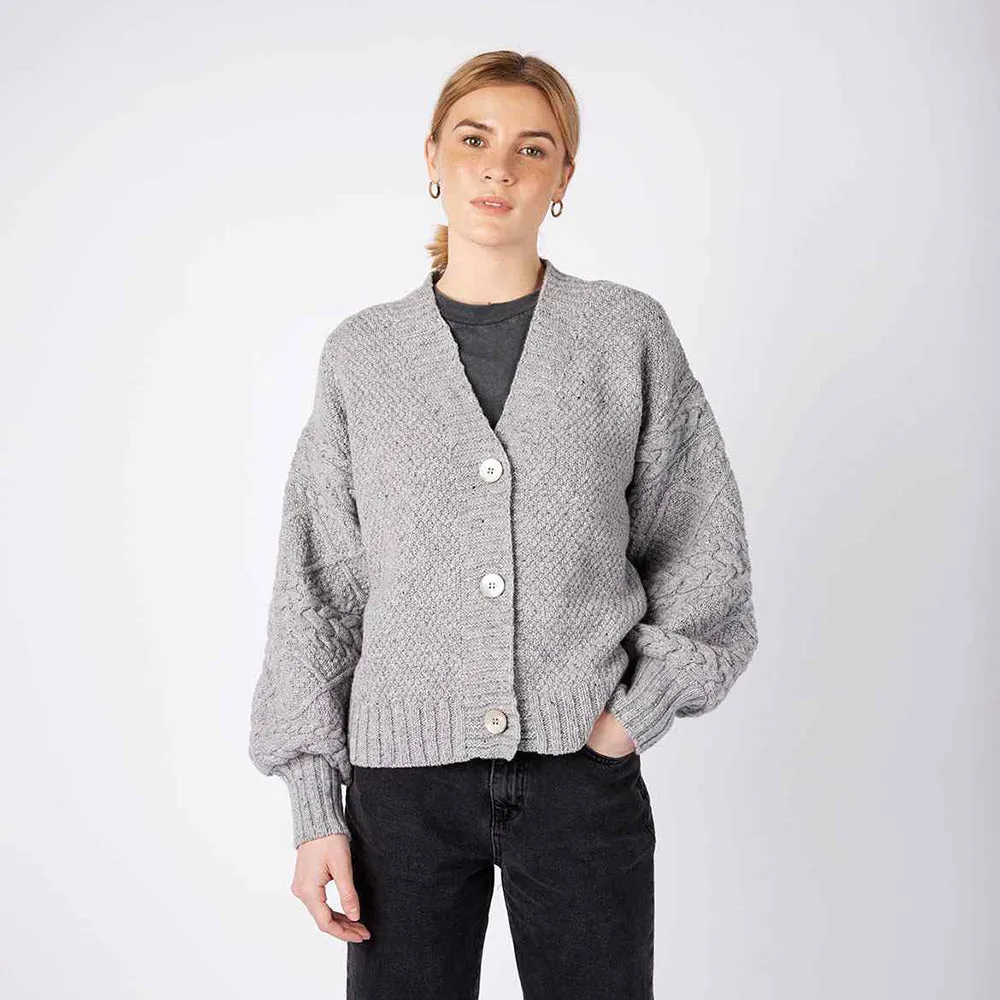 Thistle - Cable Knit Sleeves Button Cardigan