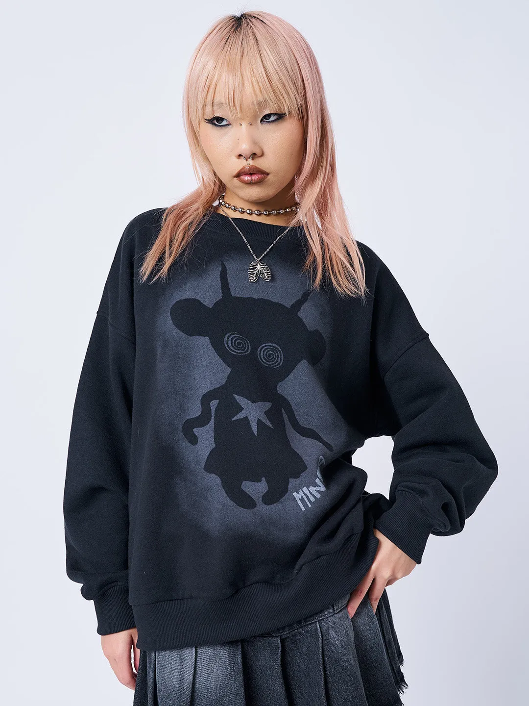 Unworldly Black Graphic Sweatshirt