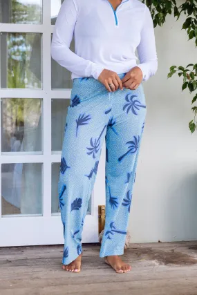 Wide Leg UPF50 Pant - Blue Palm Print