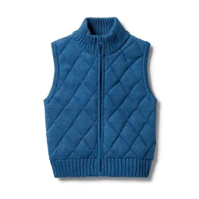 Wilson & Frenchy | Knitted Quilted Baby Vest - Denim Fleck