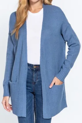 Women's Long sleeve open front swater cardigan with pocket